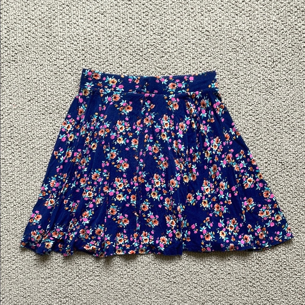 SO Navy Floral Skater Skirt - Picture 10 of 11